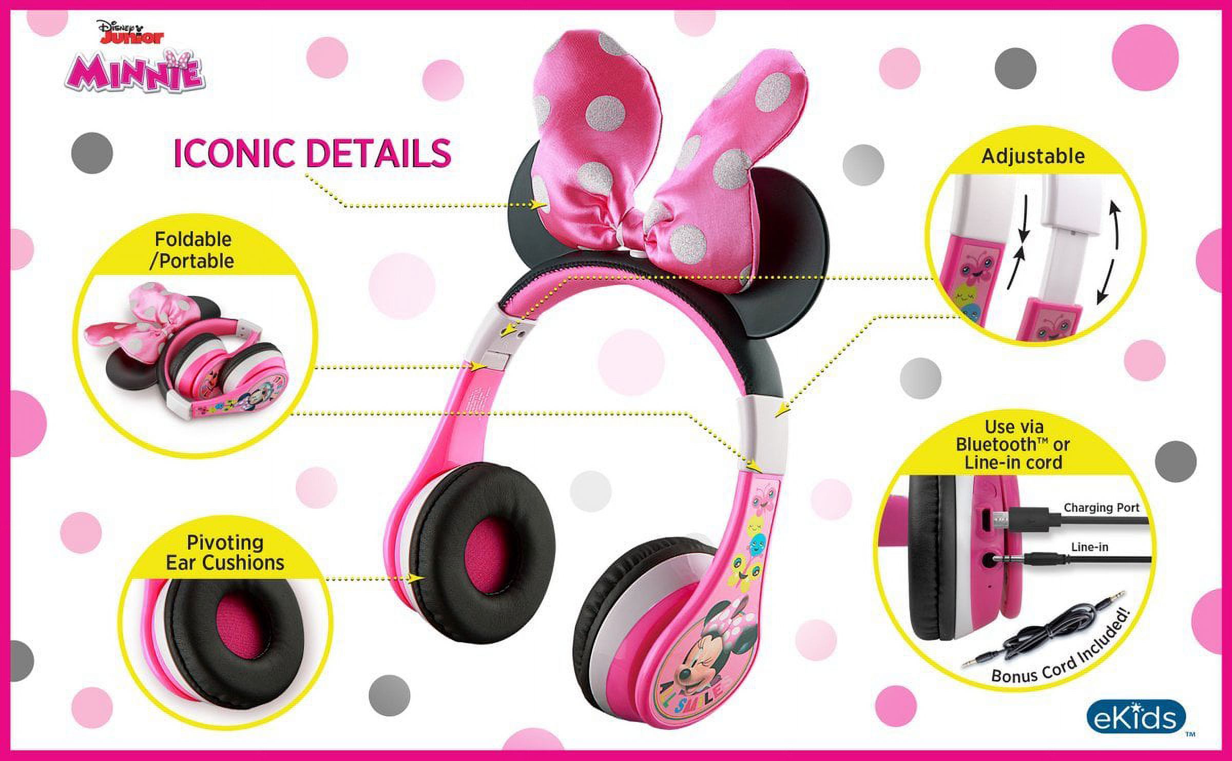 eKids Minnie Mouse Bluetooth Headphones for Kids, Pink photo 8