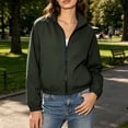 thumbnail image 6 of Tqcoqu Women's Stand Collar Zip Up Windbreaker,Cropped Lightweight Water Resistant Athletic Jacket with Pockets,Army Green Women's S-XXXL, 6 of 10