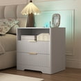 thumbnail image 2 of Nightstand with 2 Drawers,Smart Nightstand Bedside Tables with Night Light,Modern End Table for Bedroom,Living Room,White, 2 of 8