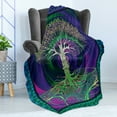 thumbnail image 4 of Nature Soft Flannel Fleece Throw Blanket, Digital Psychedelic Tree of Life Turning Gothic Background Mystery Display, Cozy Plush for Indoor and Outdoor Use, 70" x 90", Purple Fuchsia, by Ambesonne, 4 of 5