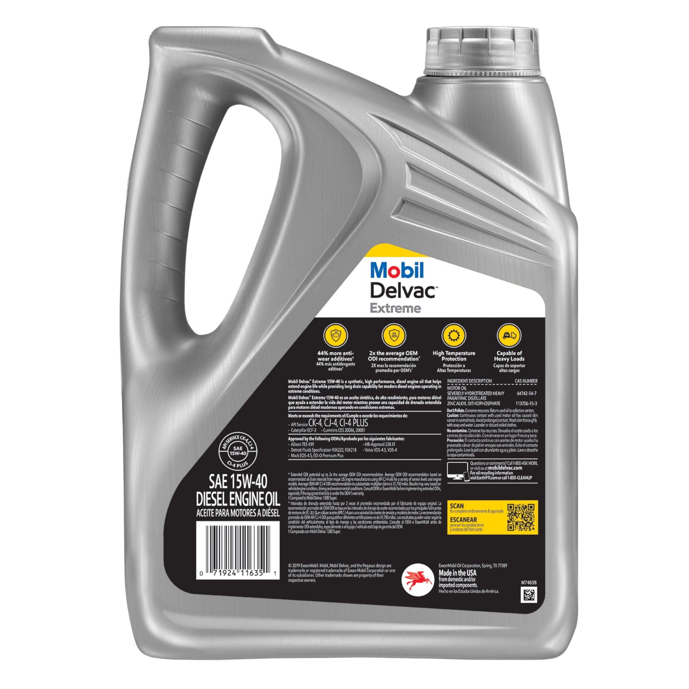 Mobil Delvac Extreme Heavy Duty Full Synthetic Diesel Engine Oil 15W-40, 1 Gal