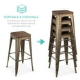 thumbnail image 4 of Best Choice Products Set of 4 All-Weather 30in Stackable Backless Steel Bar Height Stools w/ Wooden Seats - Bronze, 4 of 7