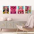 thumbnail image 3 of PixonSign Framed Wall Art Pink Lipstick Cartoon Fashion Posters, Set of 4 Girls in Bikini Girl's Bedroom Preppy Room Wall Decor, Adhesive Modern Canvas Prints for Home Decor - 12"x16" White, 3 of 5