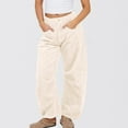 thumbnail image 6 of RQYYD Women's Corduroy Pants Barrel Mid-Rise Elastic Waist Cord Pants Casual Wide Leg Baggy Trouser with Pockets, 6 of 6