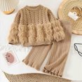 thumbnail image 2 of TOWED22 Baby Girl Clothes Toddler Girl Outfit Crewneck Sweatshirt Long Sleeve Shirt Pants Winter Clothing Set,Coffee,3-4 Y, 2 of 9
