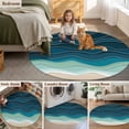 thumbnail image 6 of Abstract Round Living Room Rugs 3.3 ft, Water Duck Green Brown Gradient Ocean Waves Washable Area Rug with Non-Slip Sturdy Edge Binding Round Front Door Mat Floor Carpet for Entryway, 6 of 9
