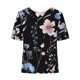 thumbnail image 5 of Fiudx Ofertas de La Semana Camiseta Holgada Informal con Estampado para Mujer, Tops de Manga Corta con Cuello de Muñeca, Blusa Bonita y de Lino, 5 of 5