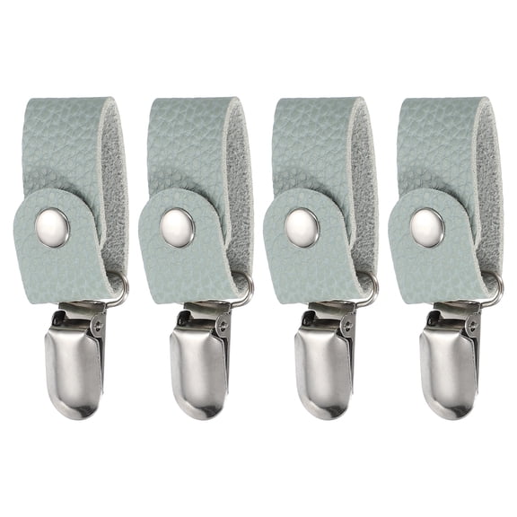 4 Pcs Towel Ring Holder with Clip, Kitchen Bathroom Dish Towels Holder Leather Wall Hook Oven Door Hanger for Home, Light Blue