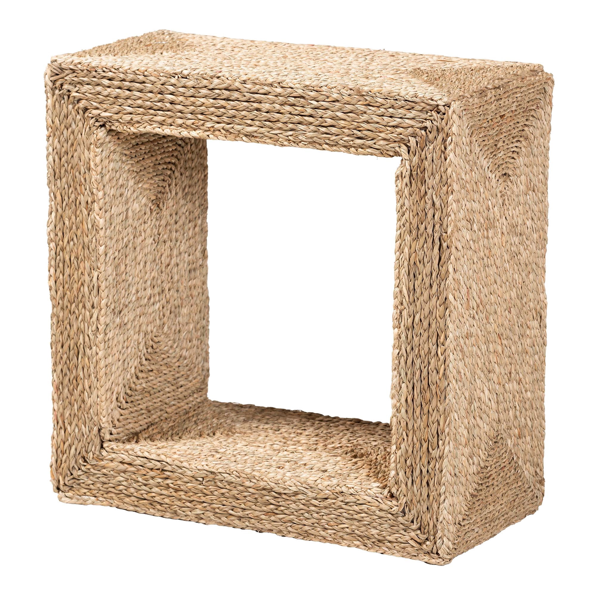 bali & pari Adonica Modern Bohemian Natural Brown Seagrass and Wood End Table