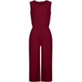 thumbnail image 4 of Women's Solid Linen Jumpsuits 2023 Rompers V Neck Belt Overalls Elegant Short Sleeve One Piece Romper with Pockets, 4 of 7