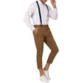 thumbnail image 5 of INSPIRE CHIC Plaid Cropped Pants for Men's Tapered Leg Formal Checked Trousers with Suspender, 5 of 5