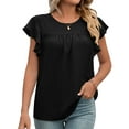 thumbnail image 3 of Fesfesfes Shirts for Women's Fashion Casual Spring And Summer Solid Color Round Neck Short Sleeve Blouse Tops Womens Workout Tops XL(US:10), 3 of 9