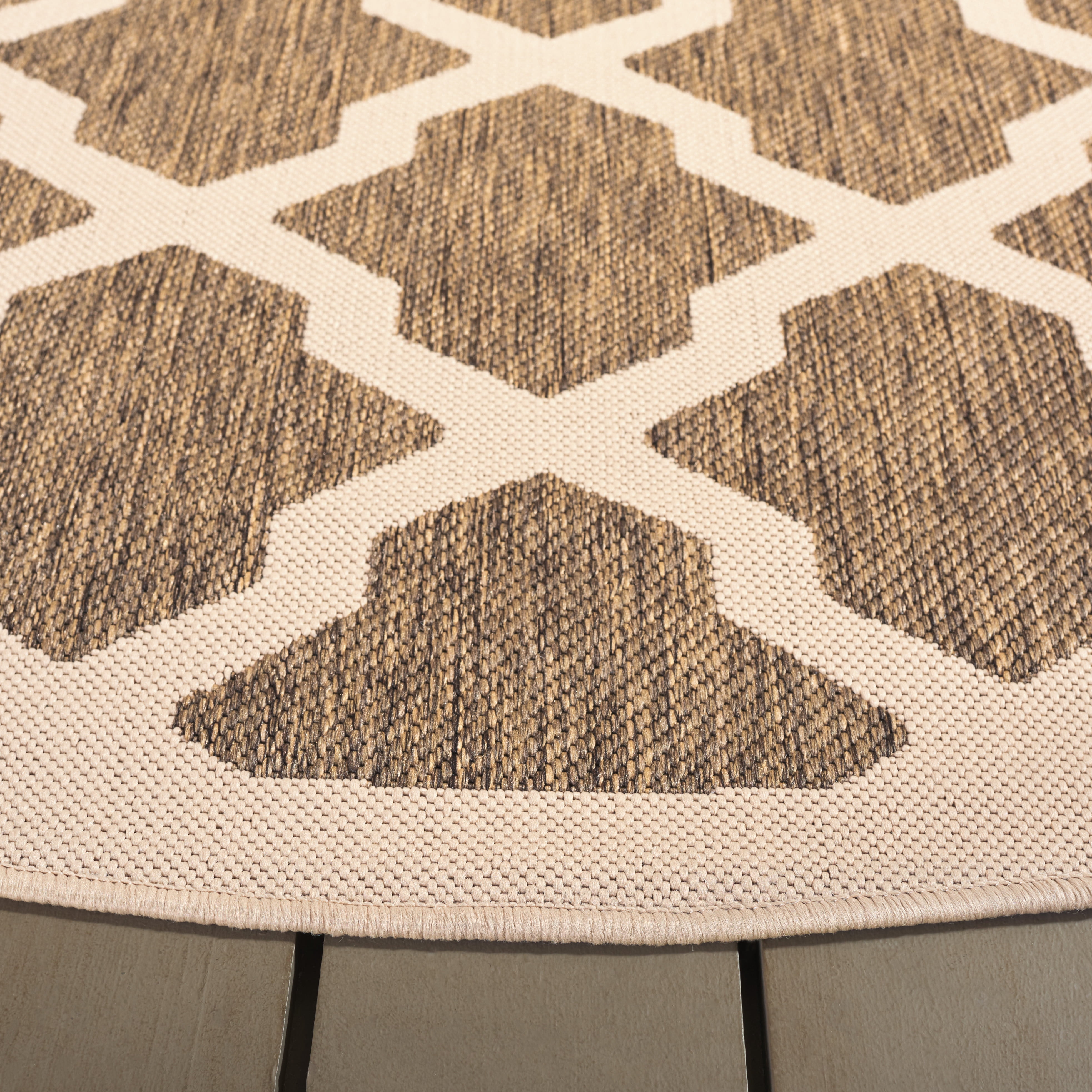 Safavieh Courtyard Amber Geometric Indoor/Outdoor Area Rug, Brown/Bone, 7'10" x 7'10" Round