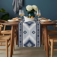 thumbnail image 2 of Blue Gray Boho Table Runner - 120 Inch Long, Kitchen Dining Table Runner Dresser Scarves, Southwestern Ethnic Abstract Geometric Farmhouse Decor for Coffee Tables Wedding Party Banquet, 2 of 8