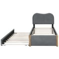 thumbnail image 4 of EUROCO Upholstery Twin Size Platform Bed with Twin Size Trundle, Wood Support Legs for Kids, Gray, 4 of 9