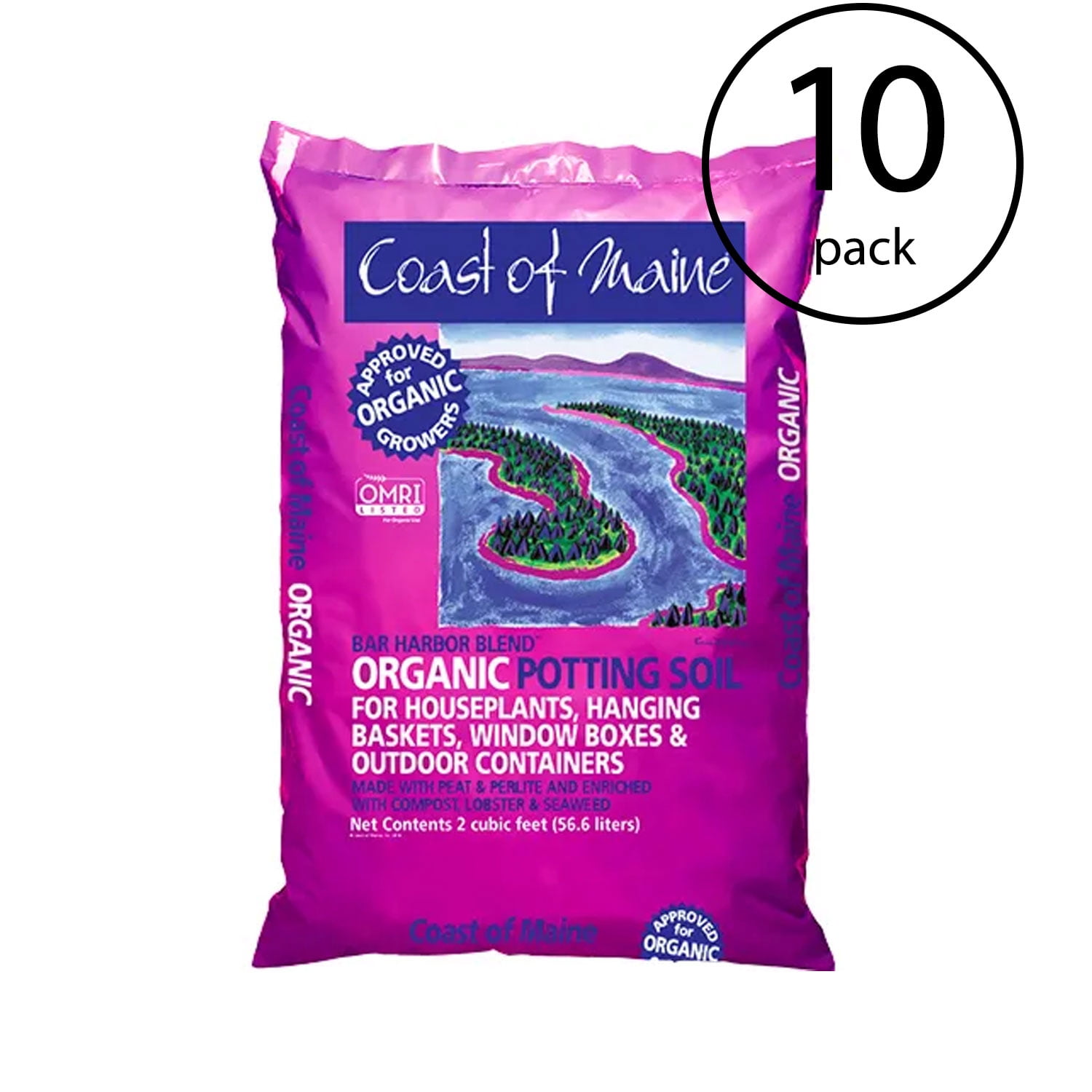 Coast of Maine Bar Harbor Blend Organic Potting Soil, 2 Cubic Feet (10 Pack)
