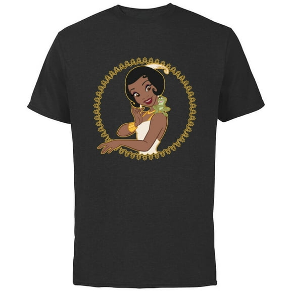 Disney The Princess and The Frog Tiana Naveen Frame T-Shirt - Short Sleeve Cotton T-Shirt for Adults - Customized-Black