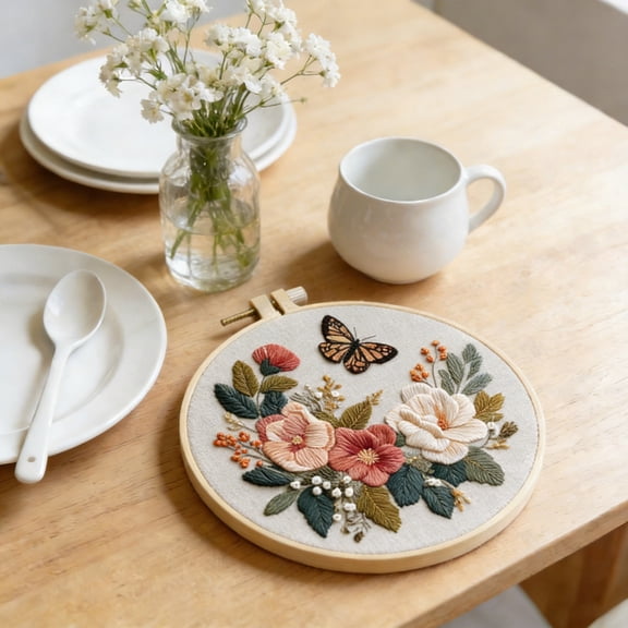 Embroidery Kit for Beginners & Adults Starter Kit, Cross Stitch Kits,DIY Hand Embroidery Needlepoint Set with , Pre-Printed Fabric, Threads and Instructions Home Decor
