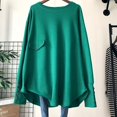 thumbnail image 3 of RWJDXD 2023 Spring Autumn Solid Color Fashion Round Neck T-Shirts Women High Street Long Sleeve Button Mid-length All-match Pullovers, 3 of 5