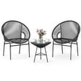 thumbnail image 2 of Costway 3PCS Patio Acapulco Furniture Bistro Set Plastic Rope Glass Table Black, 2 of 10