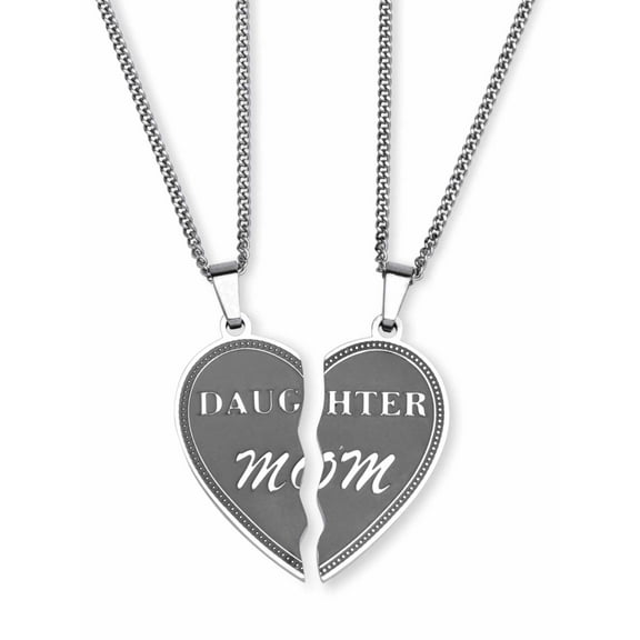 PalmBeach Jewelry Stainless Steel Daughter Mom Breakaway Pendant Necklaces 18"