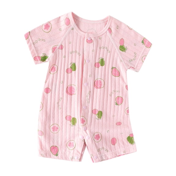 HWJAD 0-24 Months Baby Unisex Summer Cotton Romper Newborn Girls Boys Short Sleeve Jumpsuit Infant One-Piece Clothes