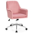 thumbnail image 1 of Costway Fauteuil de Bureau en Velours avec Coussin Amovible Réglable Rose, 1 of 10