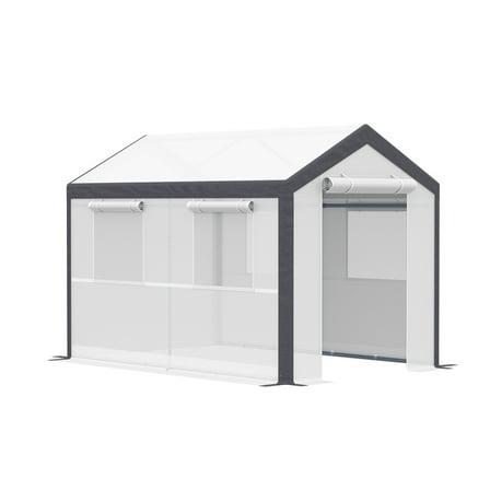 Walk-In Greenhouse 10x7x7ft, Outdoor Garden Greenhouse with Windows & Doors, Plant Hot House, White