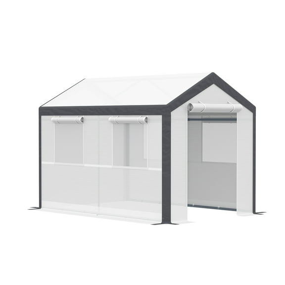 Walk-In Greenhouse 10x7x7ft, Outdoor Garden Greenhouse with Windows & Doors, Plant Hot House, White