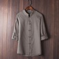 thumbnail image 1 of Palato Mens T Shirts,Men Classic Chinese Style Kung Fu Shirt Tops Tang Suit 3/4 Sleeve Blouse GY/2XL, 1 of 3