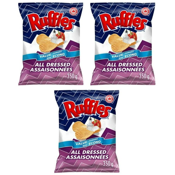 Ruffles All Dressed Flavored Potato Chips, 380g (3 Pack)