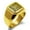 Gold, variant on Stainless Steel Letter L Initial Floral Box Monogram Engraved Engraved Square Flat Top Biker Style Polished Signet Ring