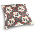 thumbnail image 3 of Skull with Floral Ornament Velvet Oblong Lumbar Plush Throw Pillow Cover/Shams Cushion Case - 16" x 16" - Decorative Invisible Zipper Design for Couch Sofa Pillowcase Only, 3 of 5