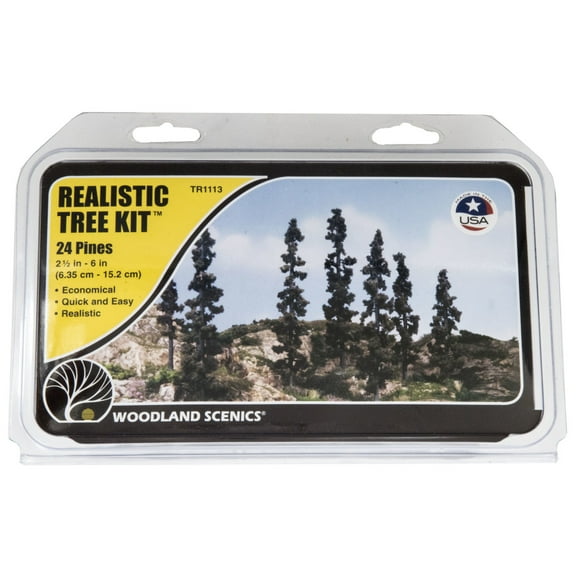 Woodland Scenics Realistic Tree Kit, 2.5" - 6", Forest Green Pine Trees