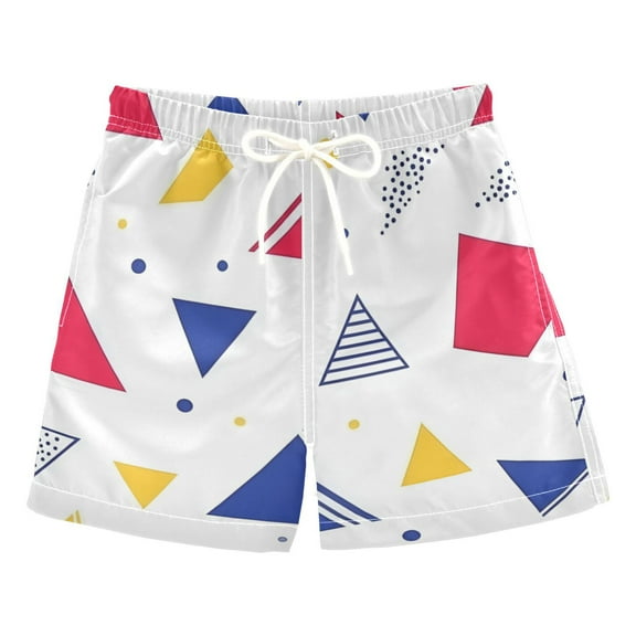 FORMRS Boys Swim Trunks Quick Dry Mesh Liner Boardshorts Sizes XS-XL, Simple Triangles