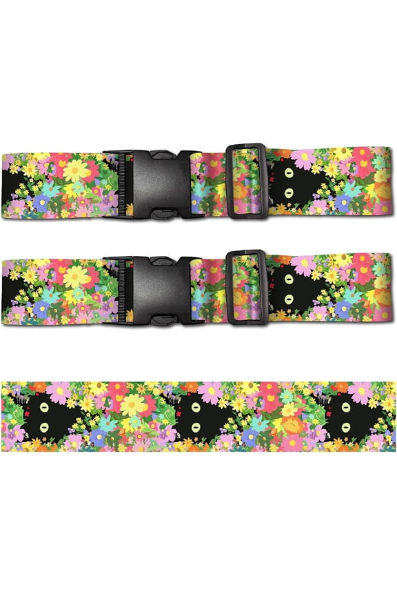 2Pcs Luggage Straps Suitcase Belt TSA Approved Travel Belt Polyester Black Cat Luggage Connector Straps with Quick-Release Buckle Adjustable Suilcase Straps for Bag Accessory 2x35.4Inch Mixed Color