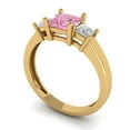 thumbnail image 2 of 1.11ct Princess Cut Pink Crystal 18k Yellow Gold Engraving Statement Bridal Wedding Three-Stone Designer Ring Size 7.5, 2 of 5