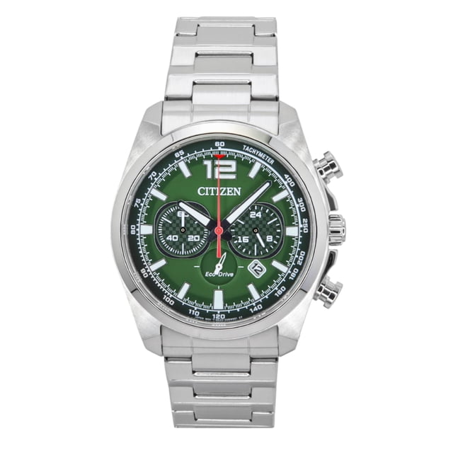 Citizen Reloj Eco-Drive Cronógrafo de Acero Inoxidable con Esfera Verde CA4640-50X 100 M para Hombre