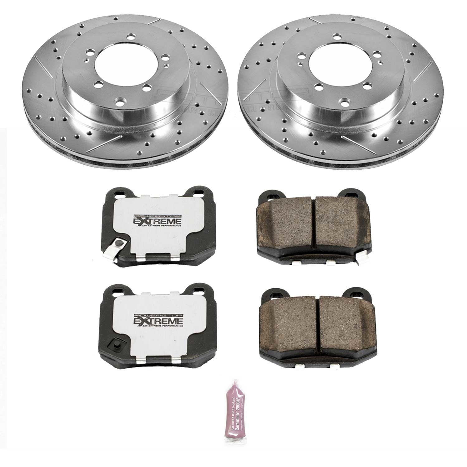 PowerStop Rear Z26 Street Warrior Carbon-Fiber Ceramic Brake Pad and Drilled and Slotted Rotor Kit Fits: MITSUBISHI Select Models K156-26