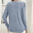 thumbnail image 5 of Miluxas Womens Tops Crewneck Puff Long Sleeve Shirts Dressy Ribbed Knit Tunics Elegant Pullover Sweaters Light Blue S(S), 5 of 7