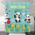 thumbnail image 1 of Whimsical Panda Shower Curtain for New Year 2025 - Cheerful Design with Flowers Hearts, 1 of 4
