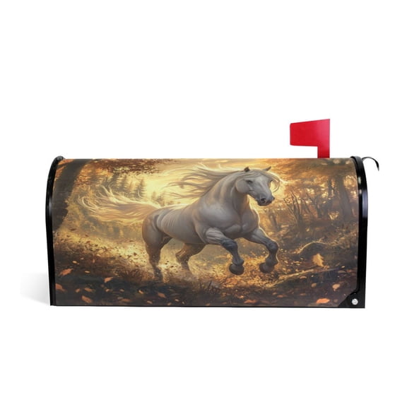 Mailbox Covers Magnetic Large Size 25.4x20.78 in Mailbox Wraps Post for Garden Yard Decor A White Horse