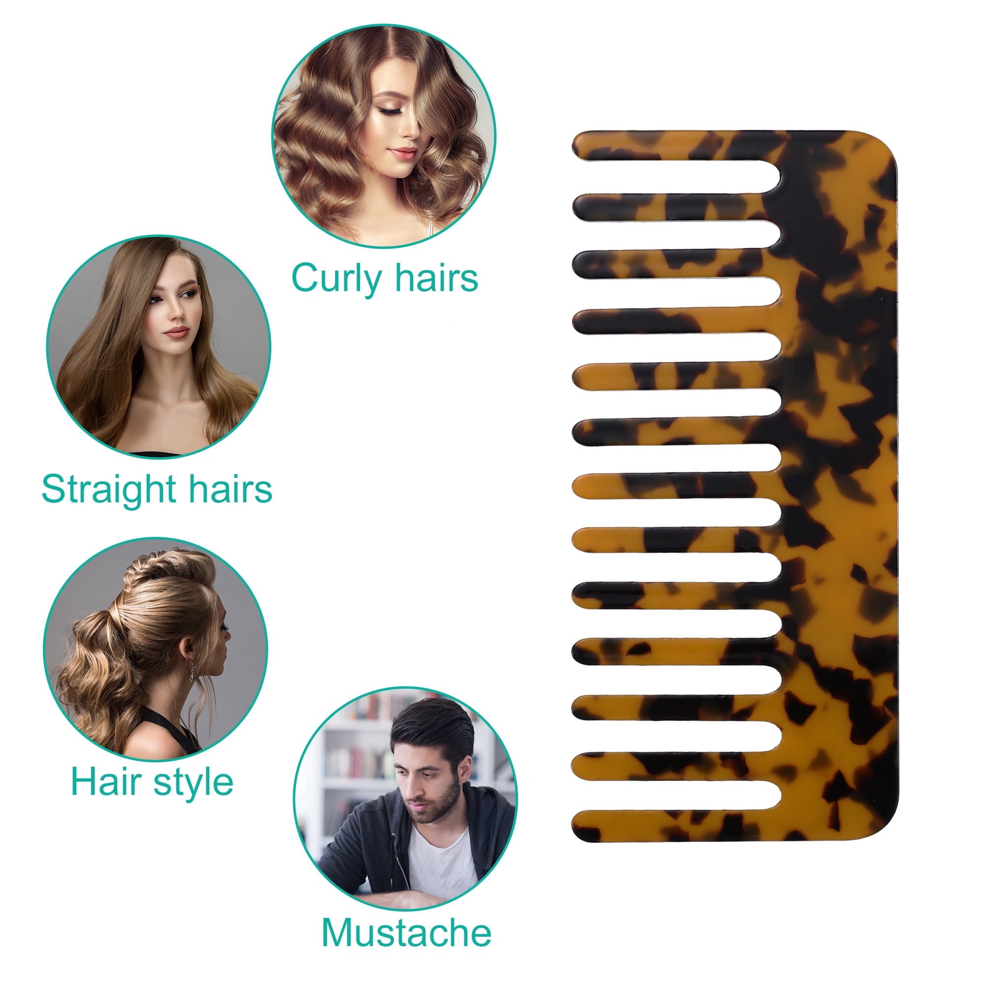 Unique Bargains 2 Pcs Hair Comb Wide Tooth Hair Care Detangling Comb Brown
