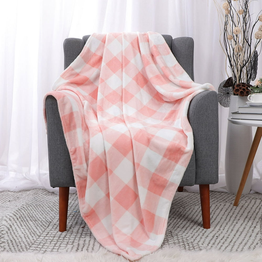Decorative Flannel Fleece Checkered Buffalo Plaid Throw Blanket for