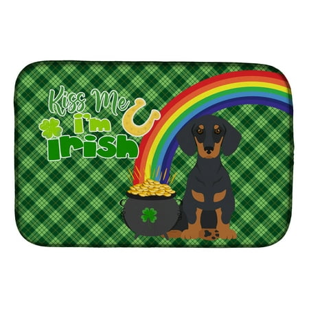 

Black and Tan Dachshund St. Patrick s Day Dish Drying Mat 14 in x 21 in