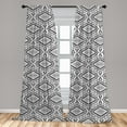 thumbnail image 5 of Ambesonne Mexican Print Curtains, Monochrome Tribal Art, Pair of 28"x63", Charcoal Grey and White, 5 of 5