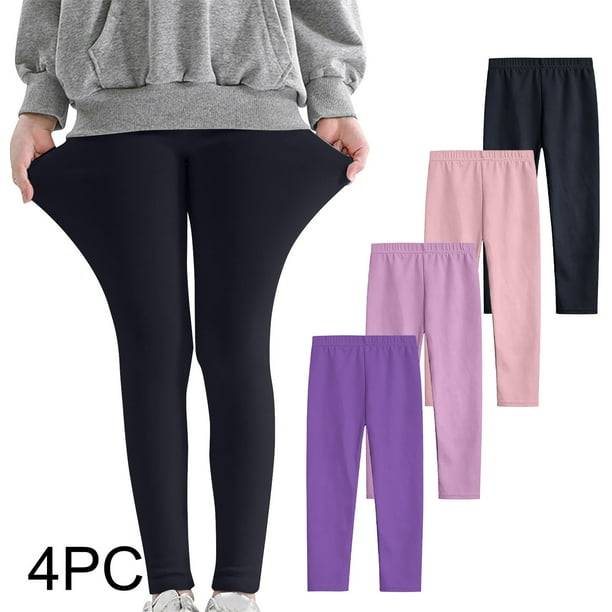 Odeerbi 3-12 Años Niñas 4 Pcs Leggings Mallas Elásticas Lycra Pantalones de Cómodo Suavidad Transpirable Pantimedias