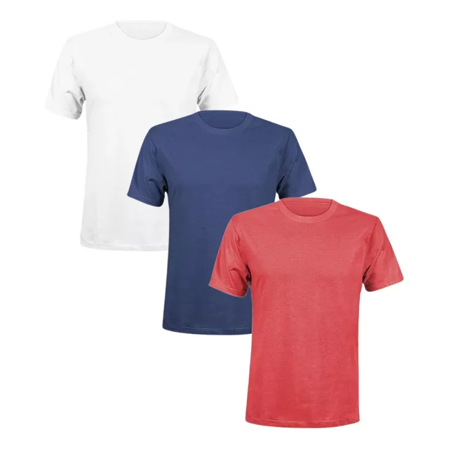 3 Playeras Hombre Lisa Cuello Redondo Paquete Pol/algodón