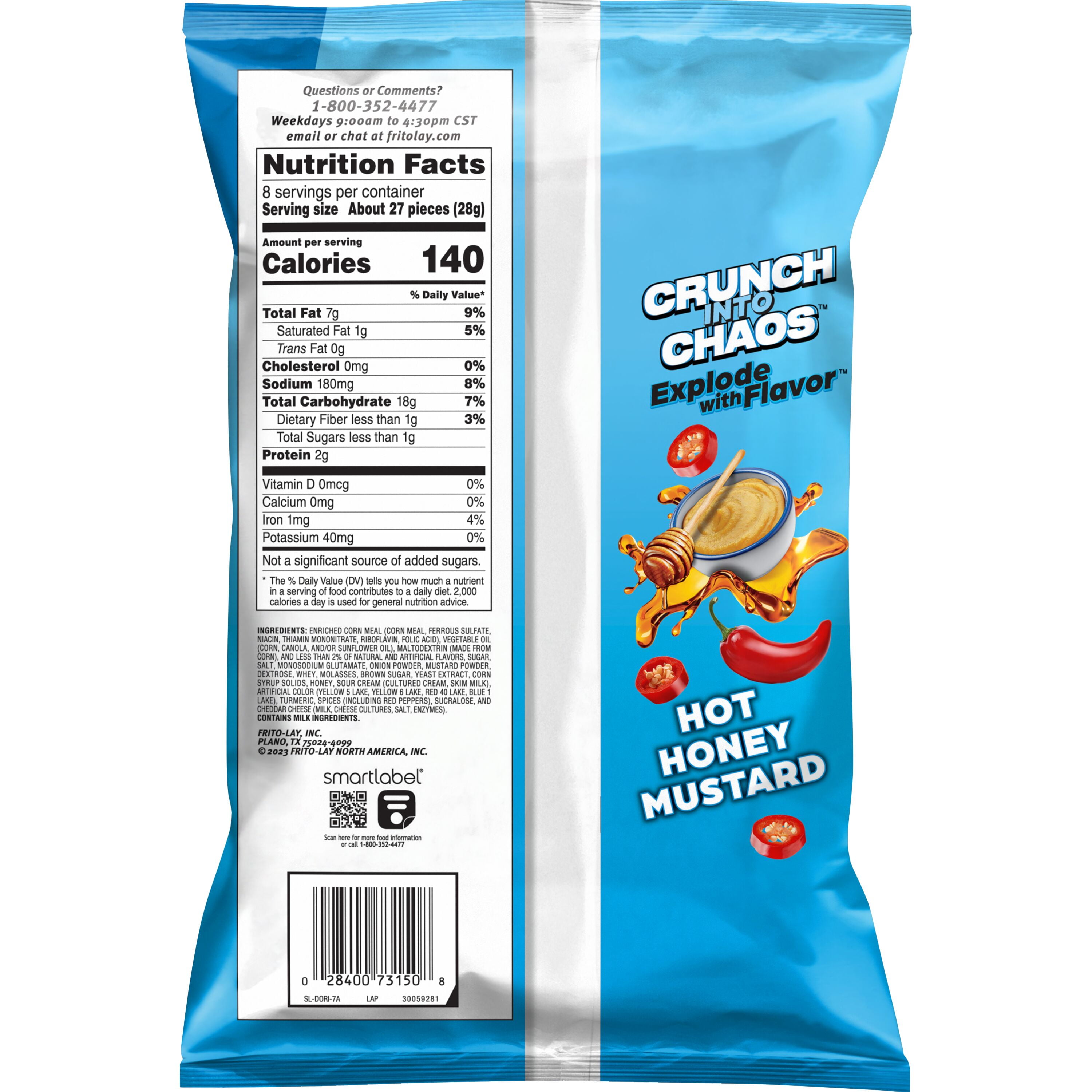 Doritos Dinamita Rolled Tortilla Chips, Hot Honey Mustard, 8 oz Bag (Packaging may vary)