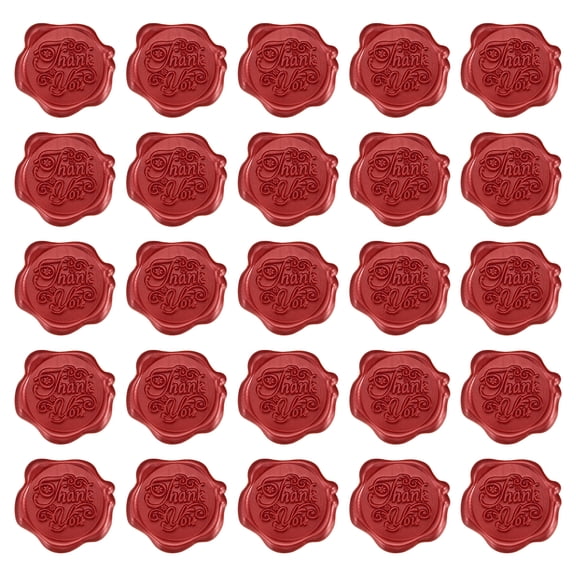 Uxcell Wax Seal Stickers, 50 Pcs Embossed Self Adhesive Thank You Sticker, Burgundy
